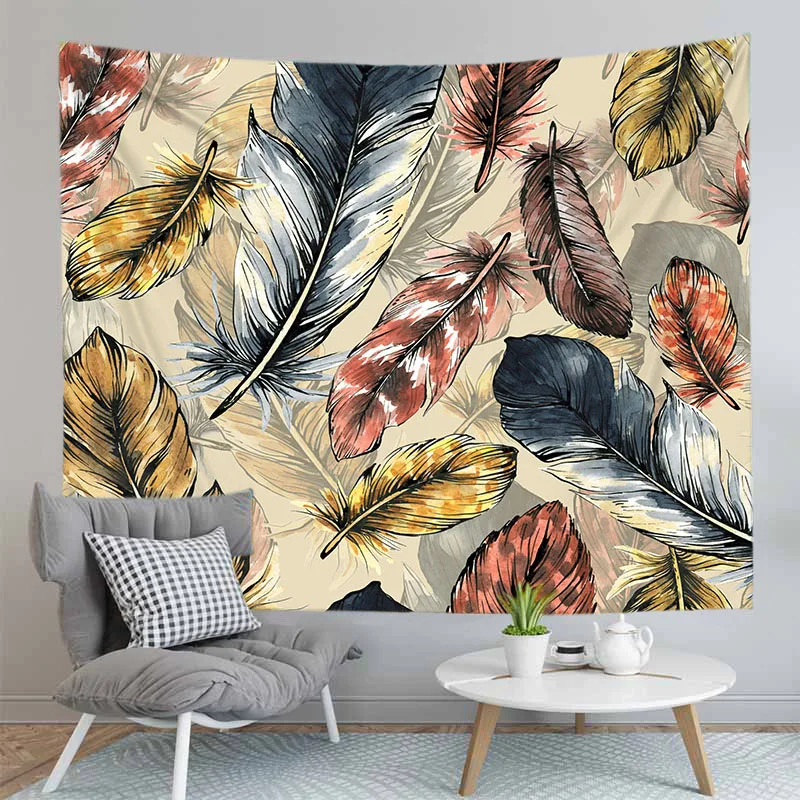 

Beautiful Feather Tapestry Wall Hanging Carpet Decor Psychedelic Walls Cloth Tapestries Customize Pattern For Bedroom Room
