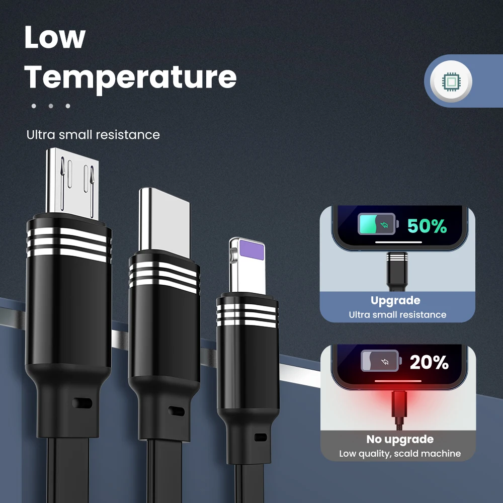 3-в-1 8-контактный кабель Micro USB Type-C для iPhone 13 зарядный Huawei Samsung C Выдвижной 120 см 3A |