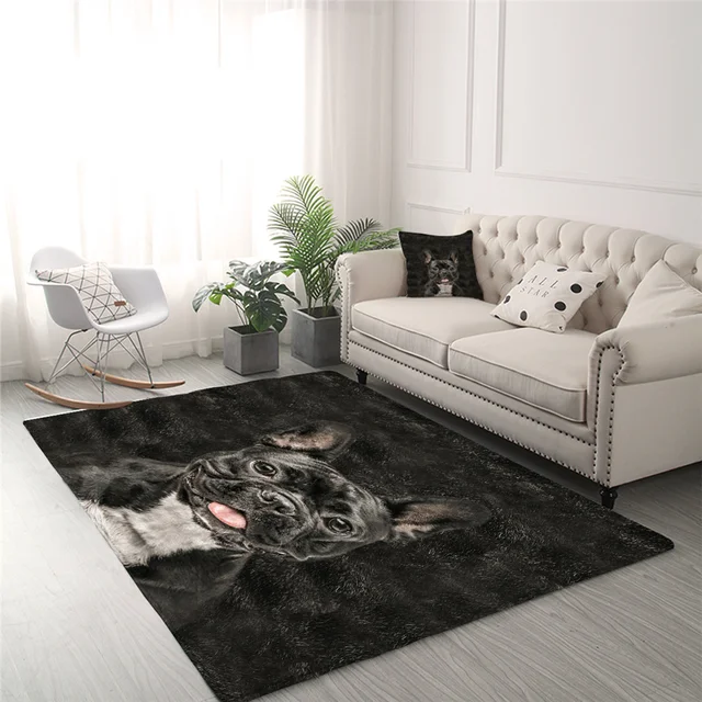 BlessLiving Dog Bedroom Carpet Animal Fur Area Rug For Living Room Black 3D Carpet Bulldog Dachshund Tapis Kids Room 152x244cm 2