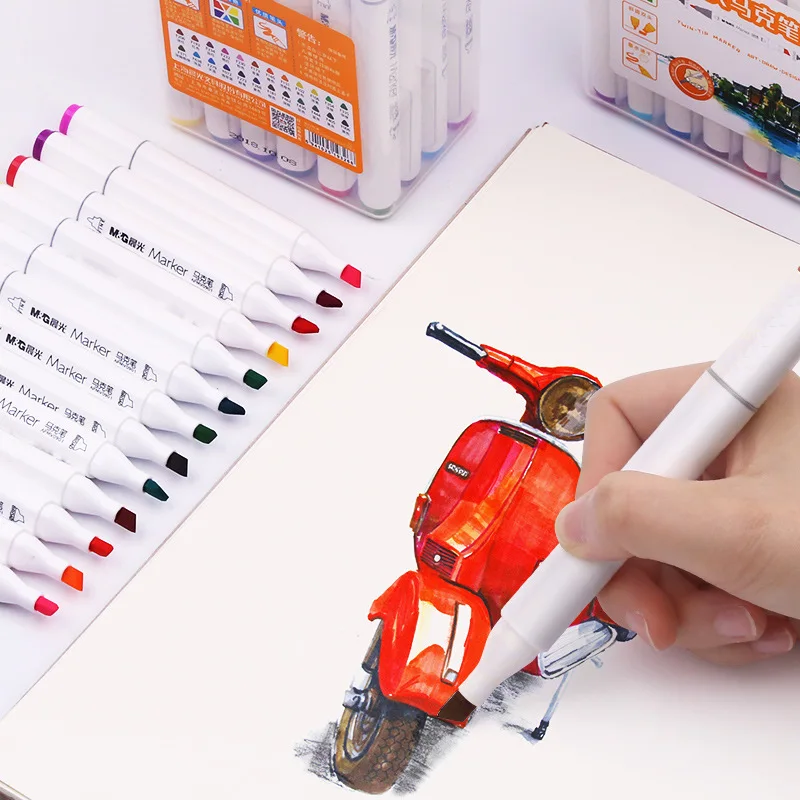 Двусторонняя маркерная ручка M & G, ручная роспись, Набор для творчества, набор акварельных ручек для студентов, набор кистей для рисования от AliExpress WW
