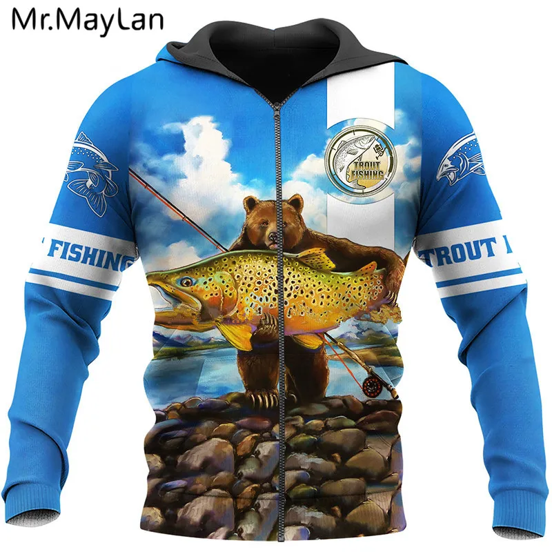 

Funny Bear Fishing Men's Hoodies 3D Printed Jacket Men/Women Casual Streetwear Harajuku Anime Hoodie Tracksuit Men Clothes Tops