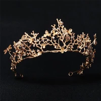 diadem flower rhinestone accessories wedding bridal women tiaras crown gold hair