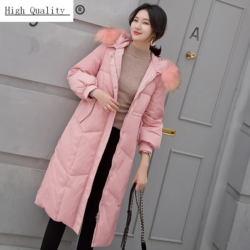 Женский пуховик с капюшоном теплая Толстая куртка на утином пуху натуральным