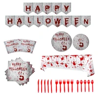 happy halloween disposable tableware set accessories halloween decorations for home horror party supplies plates cups tablecloth