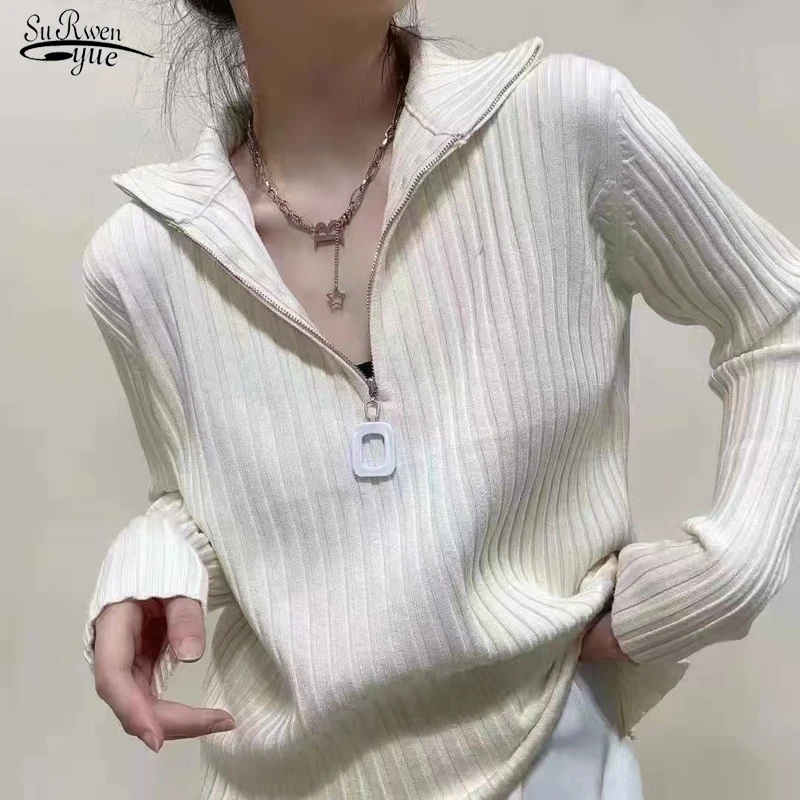 

Autumn Winter Zipper Pullover Women Sweater Fashion Loose Turtleneck Basic Women Sweaters Slim Fit Black Tops Pull Femme 18055