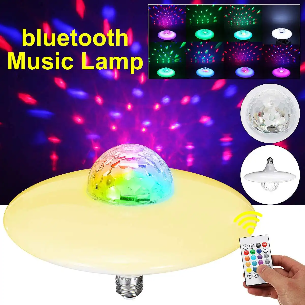 

Смарт-E27 24W светодиодный RGB лампы Беспроводной Bluetooth Динамик музыкального проигрывателя, аудио с регулируемой яркостью светильник лампочка ...