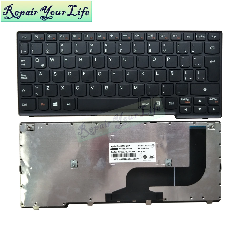 Латинская Клавиатура для ноутбука Lenovo YOGA 11S S210 FLEX 10 LA SP Испанский черный с рамкой