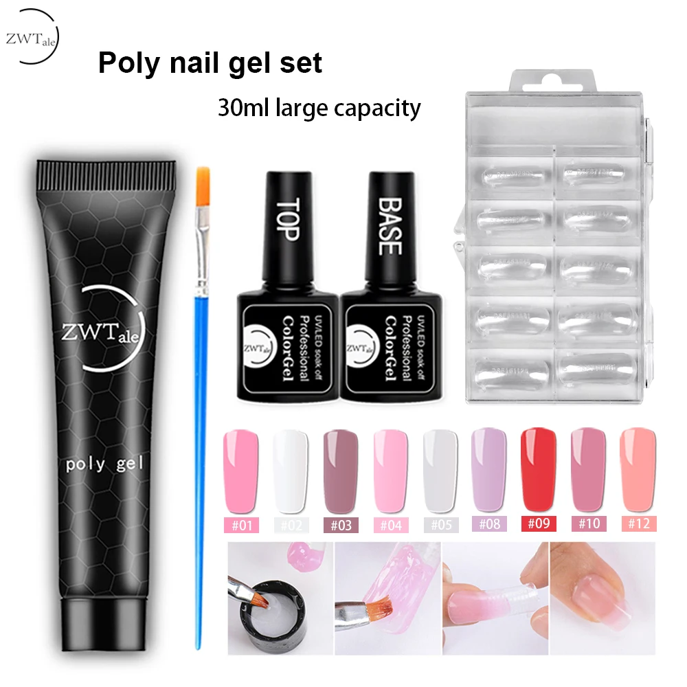 ZWTale 15 мл поли гель лак набор пальца расширение с украшением в виде кристаллов