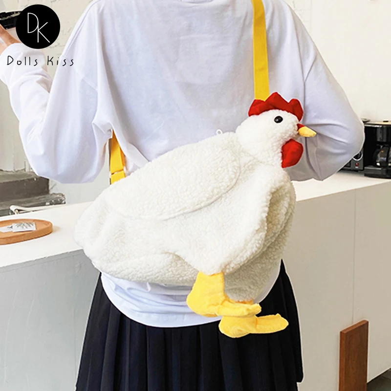 

Female Cute Plush Crossbody Bag Ladies Funny Cartoon Little Cock Doll Shoulder Bag Women Kawaii Handbag Lolita Purses for Girls