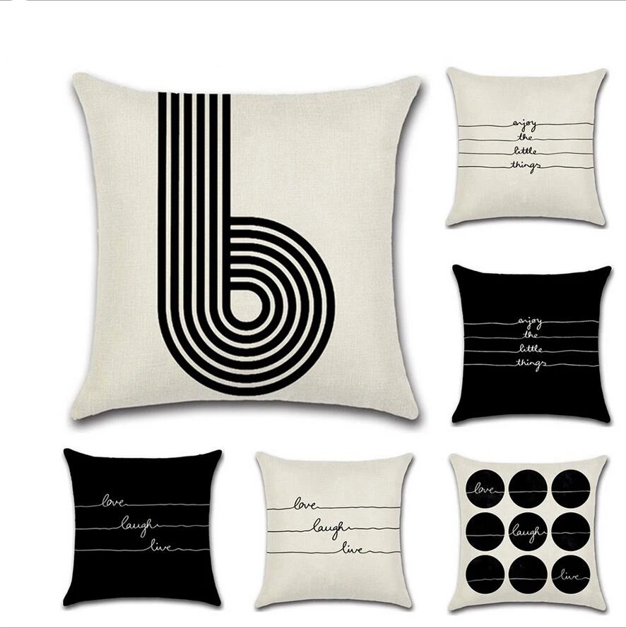 Стильный Простой чехол для подушки с рисунком в виде сердца и смеха льняная