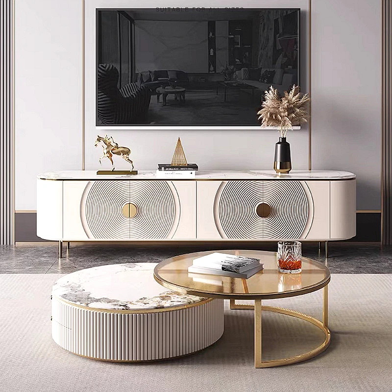 New Amercian Glossy Sintered Stone Tea Table TV Cabinet Mode