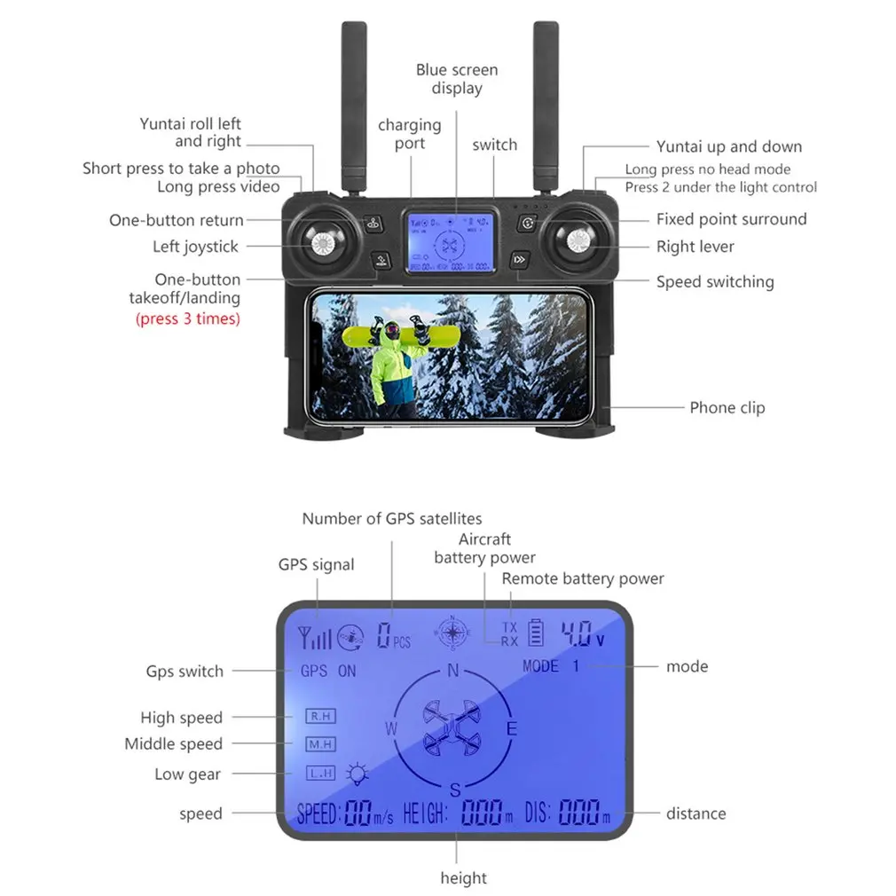 Радиоуправляемый Дрон K20 с 4K камерой ESC GPS Wi Fi FPV 1800 м дистанционное управление