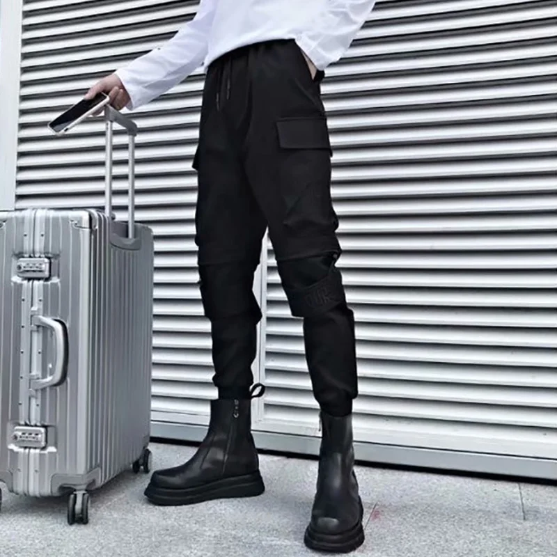 

Business Casual Men Cargo Pants Black Slim-fitting Harem Pants Outdoor Travel Work Pants Male Daily Commuter Essentials Trousers