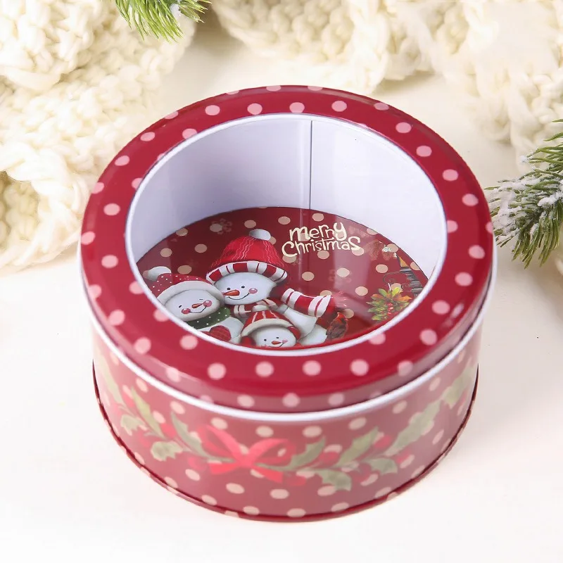 Круглый металлический Рождественский подарок коробка декоративный кувшин