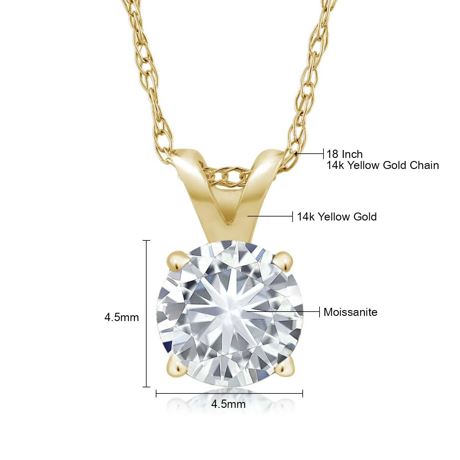 Charles &amp Colvard 4 5 мм VG Moissanite 0 30 CT 14k желтое золото подвеска в виде пасьянса круглая