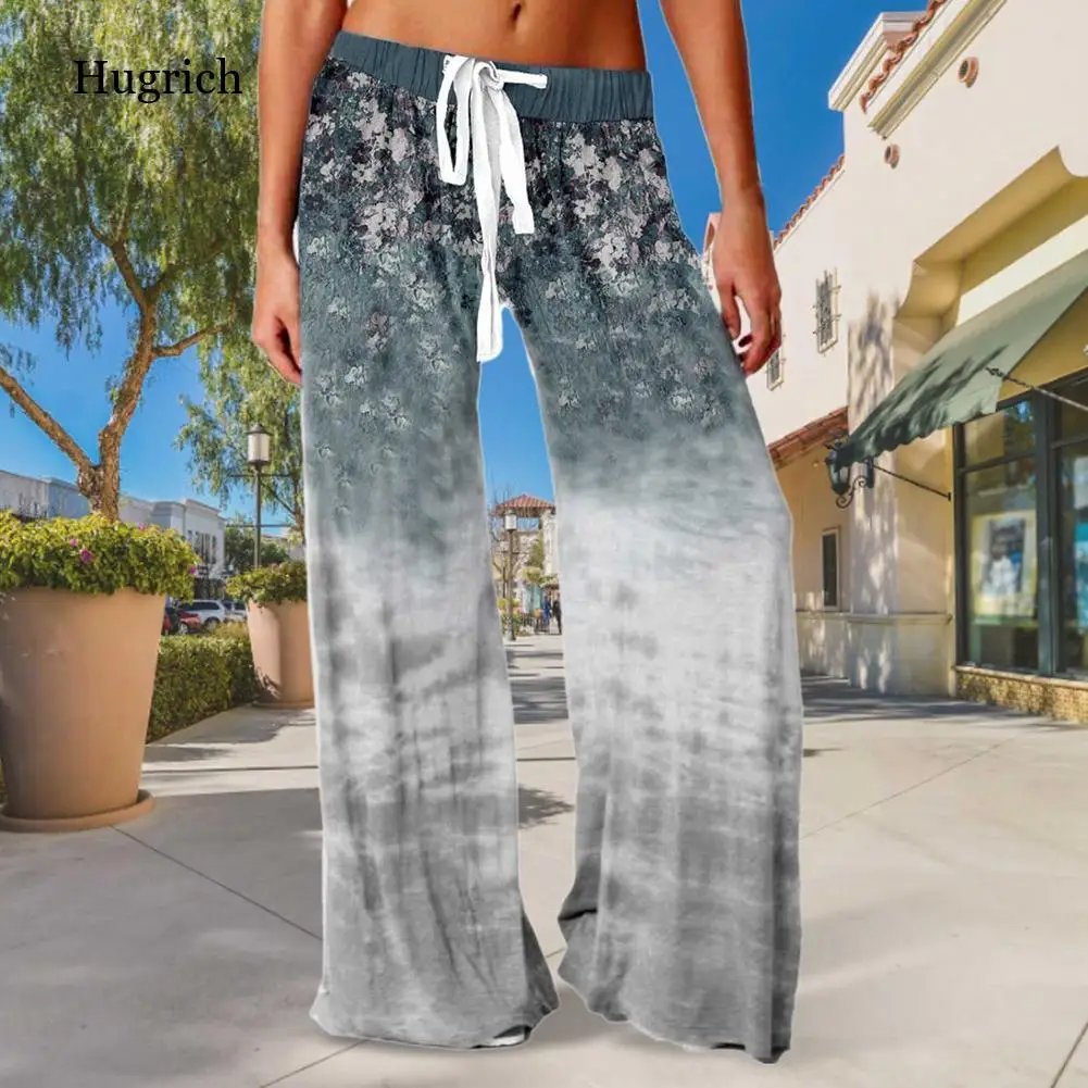 

Брюки женские с широкими штанинами, повседневные штаны с эластичной талией, брюки-султанки с одуванчиком