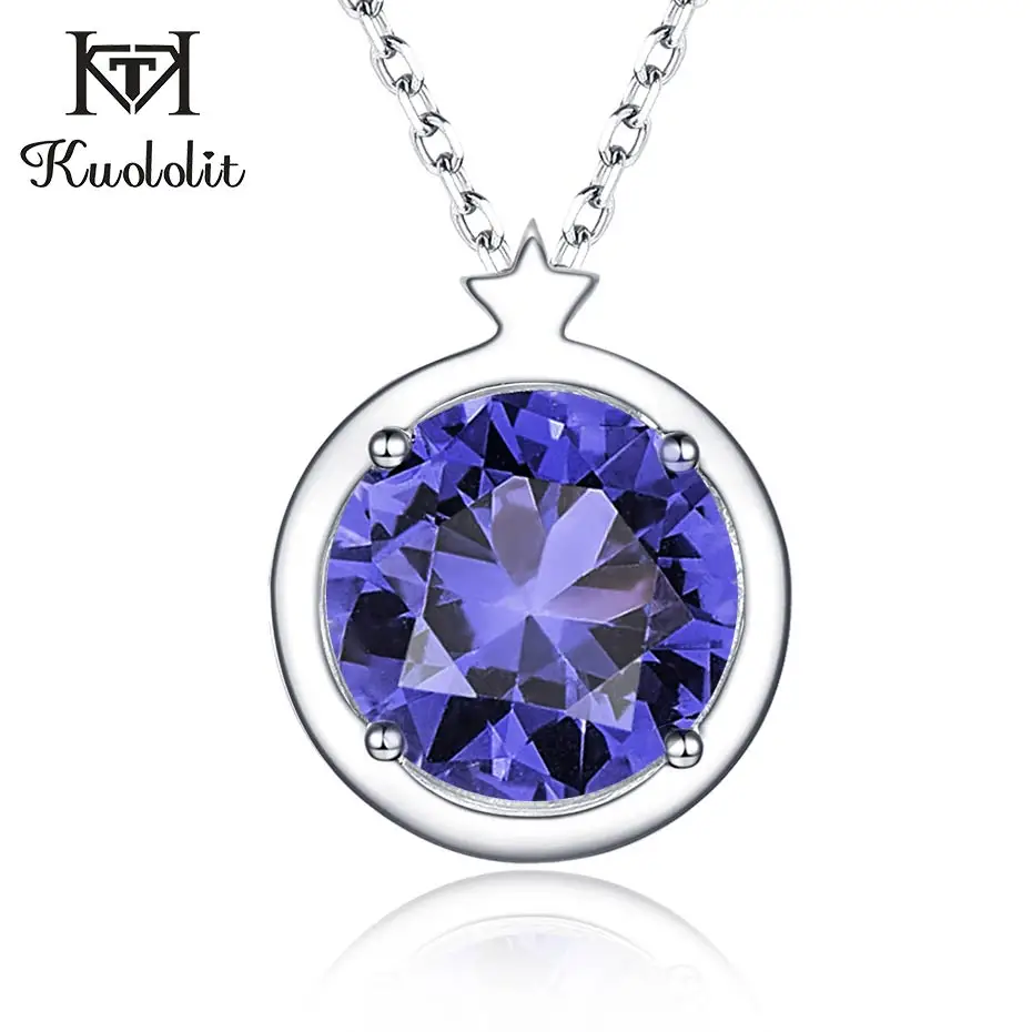 Tanzanite Kuolit небесно-голубые подвески с топазом, ожерелье s для женщин, 925 пробы, серебряные ювелирные изделия, заказной камень, ожерелье, рождественский подарок - Цвет камня: Tanzanite