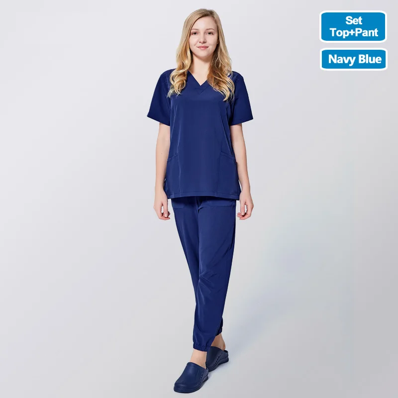 19SS003QunQin-Set191 ANNO, медицинская одежда, набор, больничная униформа для медсестер, для женщин и мужчин, клиническая одежда, хирургический костюм с Четырехсторонней эластичной тканью - Цвет: 19SS003QunQin-Set191