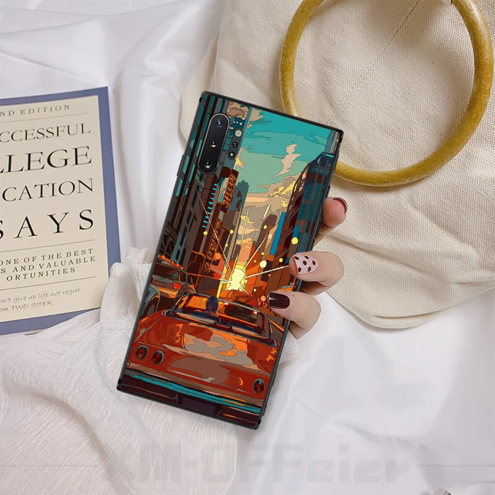 Милый блестящий чехол для телефона Reayou с изображением сцены автомобиля Samsung Note4 5 7