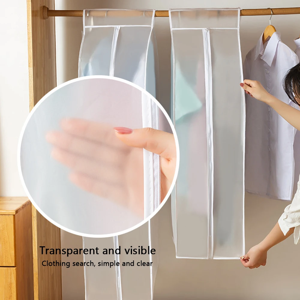 Прозрачный чехол для одежды подвесной пылезащитный пальто сумка хранения