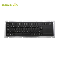 68 keys waterproof panel mounting metal stainless steel industrial kiosk black rugged keyboard with integrated touchpad