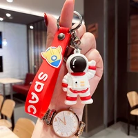 keychain men and women cute astronaut leather bag car pendant plastic soft rubber doll key ring accessories jewelry small gift