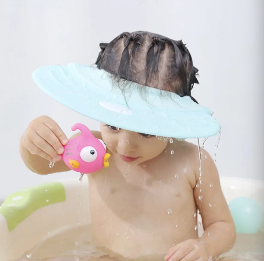 Регулируемая силиконовая детская шапочка для душа детский козырек ванны защита