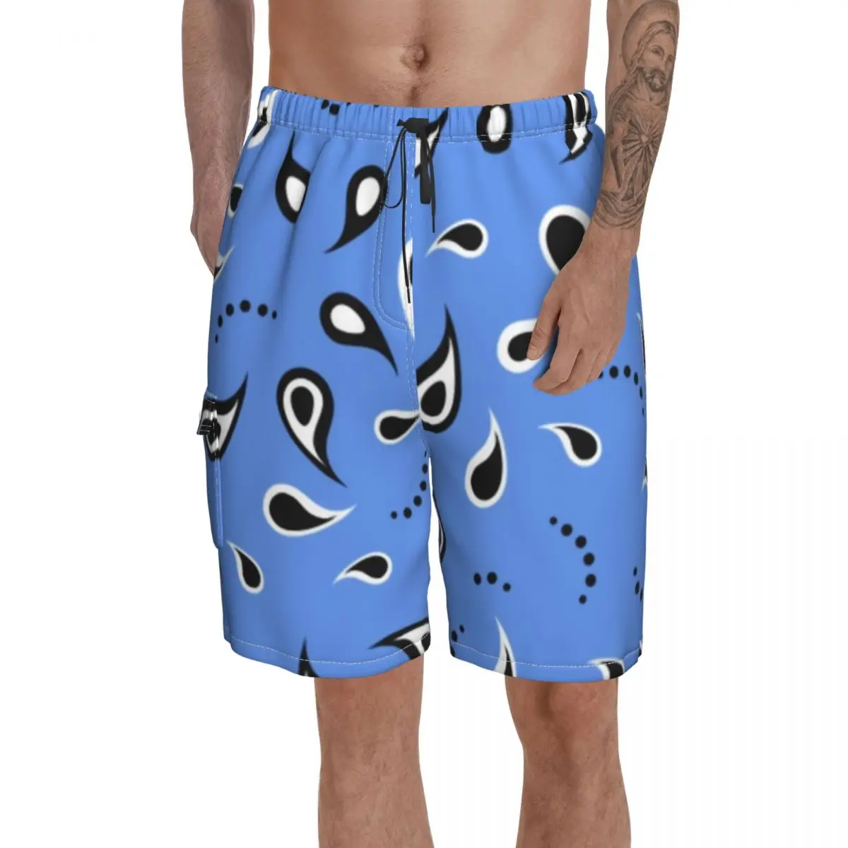 

Celeste Board Shorts Polyester Swimming Trunks Beach Pattern Men Swim Trunks