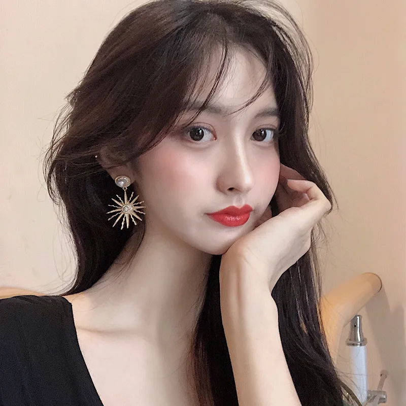 Новые корейские серьги-подвески в виде древних римских цветов со стразами и