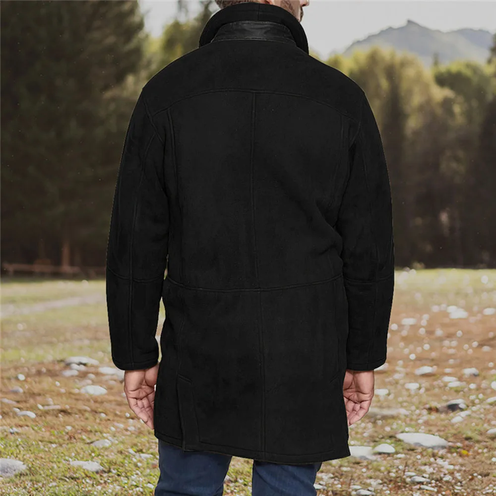 

England Style Men's Jacket Autumn Winter Thick Warm Loose Simple Designer Hot Sale Zipper Single-breasted Lapel Long Sleeve