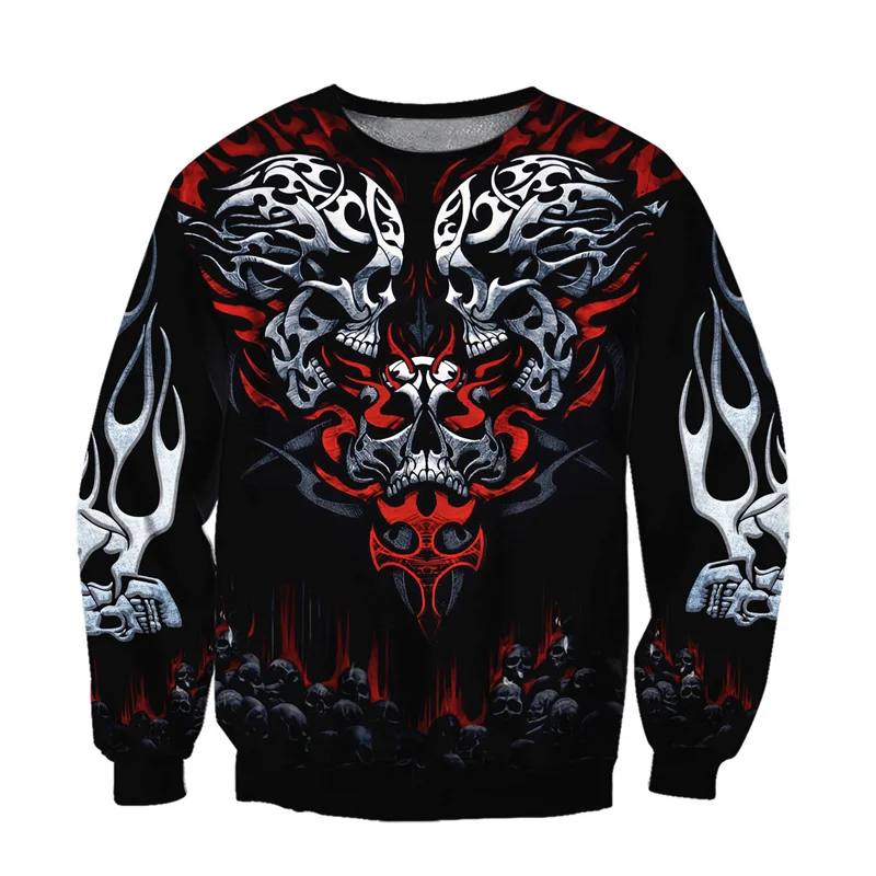 Новинка Забавный пуловер с сердцем и черепом тату толстовка 3D принтом Осенняя