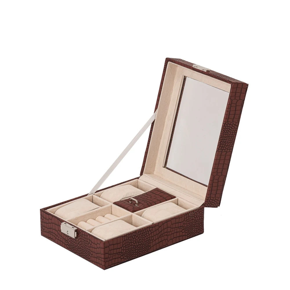 Eco-leather casket for watches and accessories S-890 brown watch box Storage Jewelry Watch stand Box a gift Gift organizer case store Boxes |