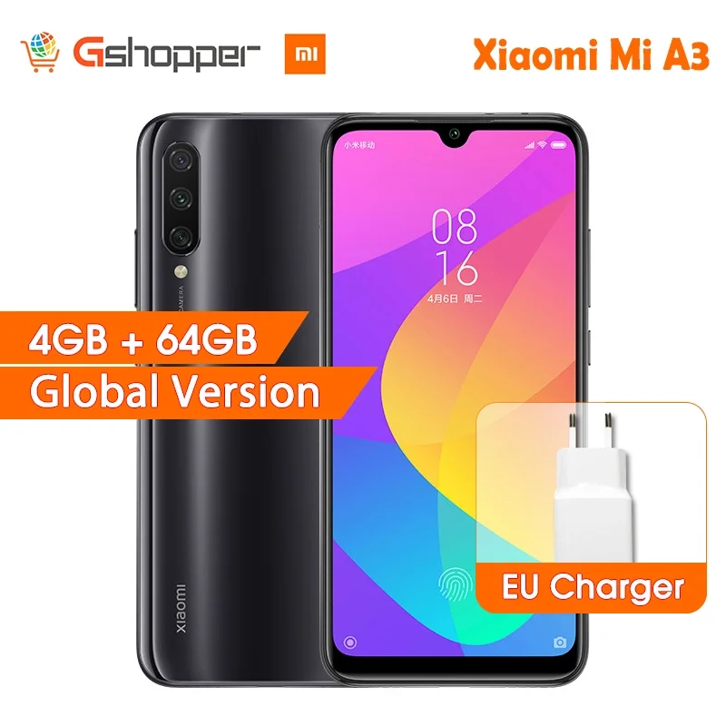 В наличии глобальная версия Xiaomi mi A3 4 Гб 64 32 Мп + 48 МП камера 4030 мАч мобильный