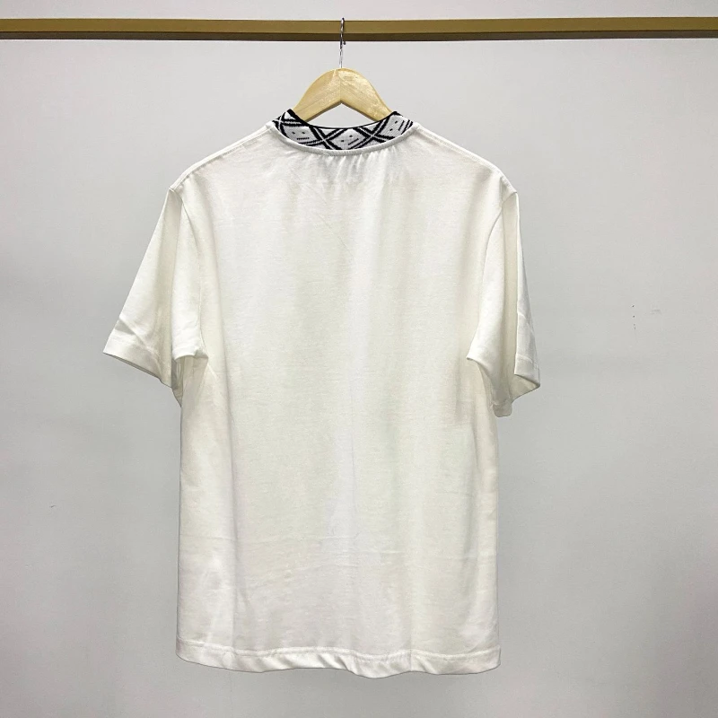 

2021 New Summer Fashion Neckline Classic Thread Smile Design Casual Versatile Cotton Loose Short Sleeve T-shirt Unisex A3