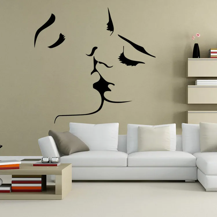 

Romantic Kiss Lover Wall Sticker Kissing Man Women Vinyl Wall Mural Decorative Sticker For Bedroom Removable Couple Poster 5021