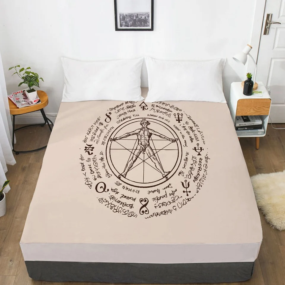 

1pc 3D Bed Sheet With Elastic Fitted Sheet 135/150/180/200/160*200 Mattress Cover Double Queen King Bedding Eight Pointed Star