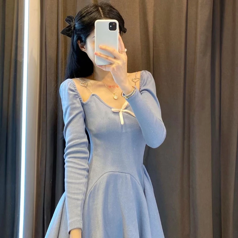 

Luck A Summer Elegant Sweet Dress For Women V-neck Bow Casual Slim Fit Chic Gentle Soft Dress Holiday Pretty Party Dress 2021