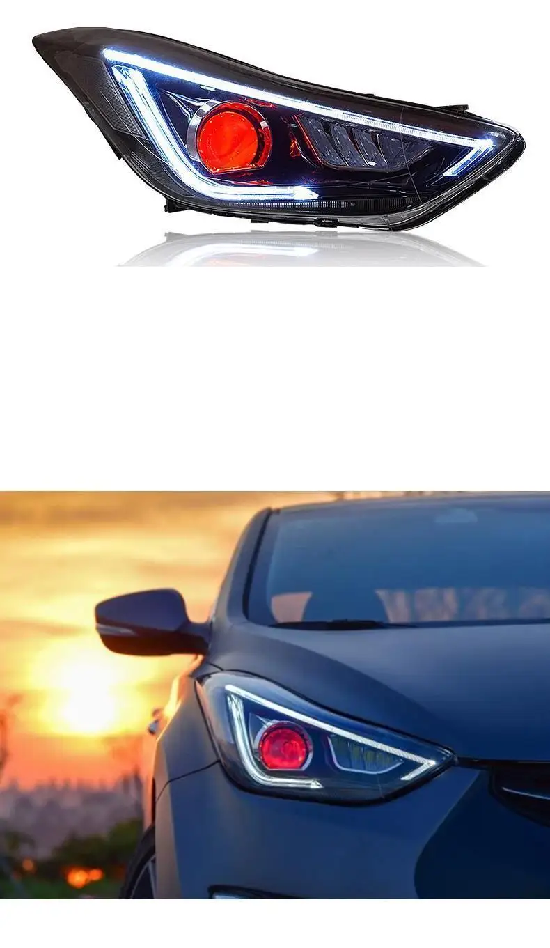 Автомобильные Внешние Luces Neblineros Para Автомобильные светодиодные Drl фары Задние Автомобильные фары в сборе 12 13 14 15 для hyundai Elantra
