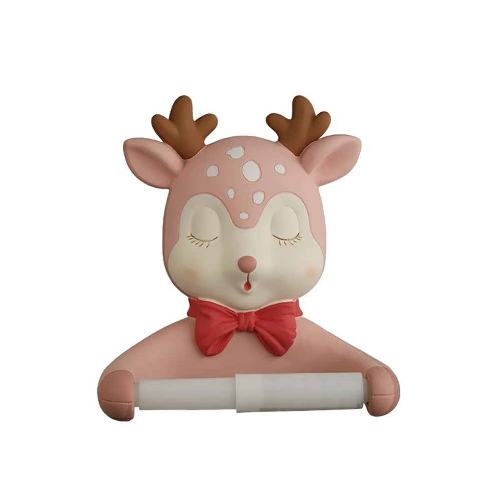 

Mounted Toilet Paper Holder Cute Deer Bathroom Kitchen Roll Paper Accessory Tissue Towel Accessories Wall Decoration Sculpture