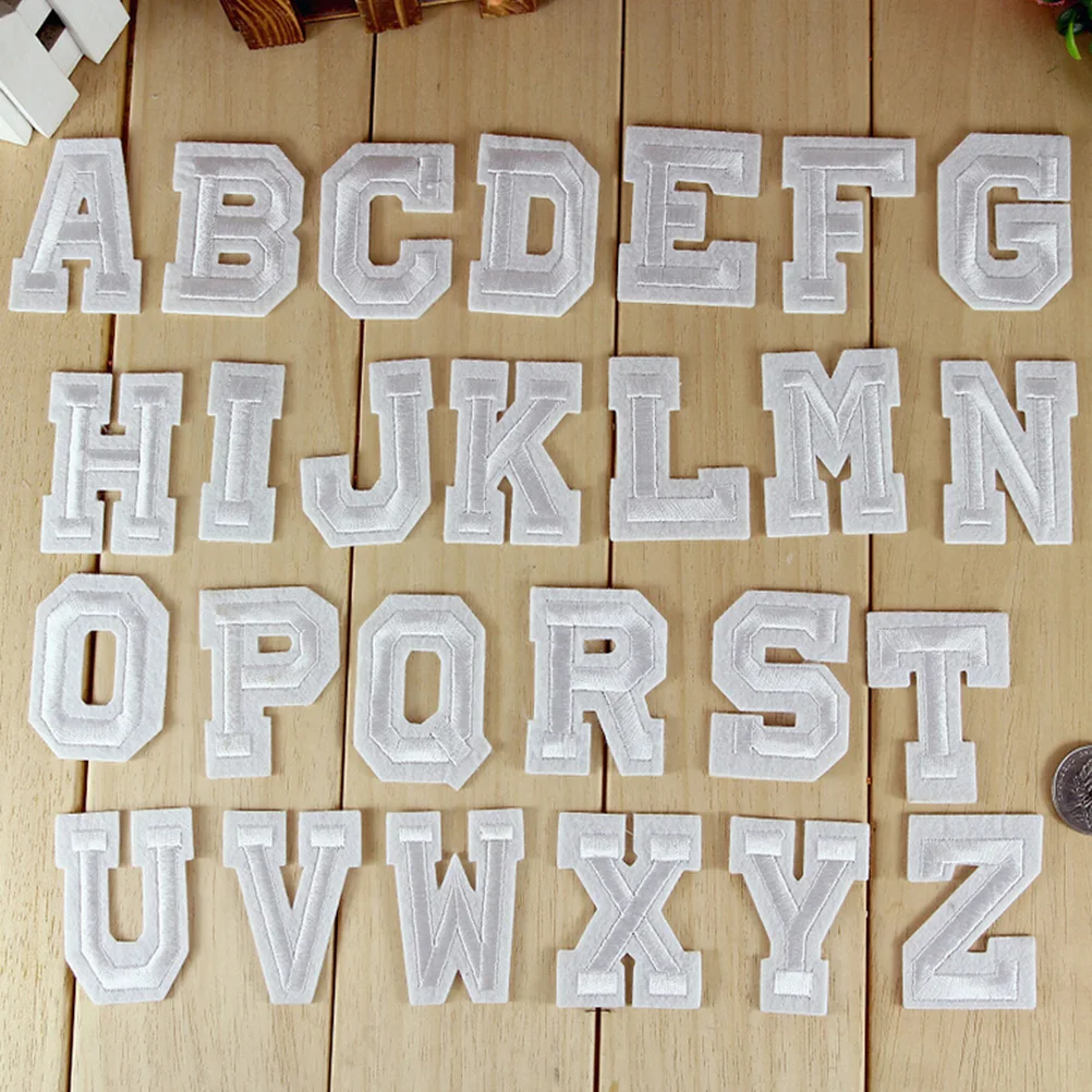 1 шт. Белый Английский письмо патч для одежды Аппликации A Z DIY вышивка металлик