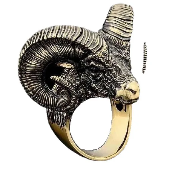 

Retro Satan Goat's Head Ring Personalized Male and Female Animal Ring Motorcycle Rider Hip Hop Party Jewelry Gift Size Us7-13