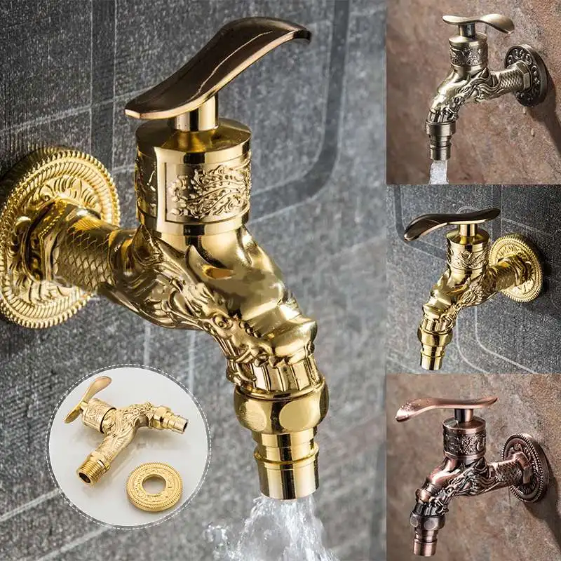Vintage Antique Solid Brass Faucet Bathroom Wall Mounted Single Cold Water Tape for Kitchen Sink Mop Pool Outdoor Garden | Обустройство