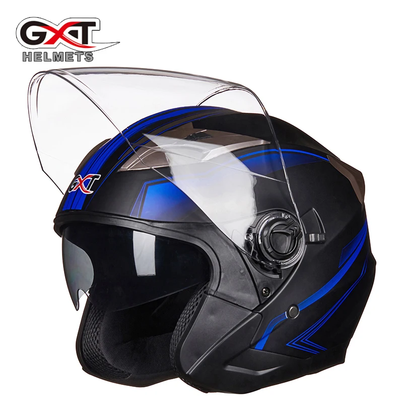 GXT-Casco de seguridad para hombre y mujer, protector de cabeza de media cara, ABS, doble lente, para Moto eléctrica
