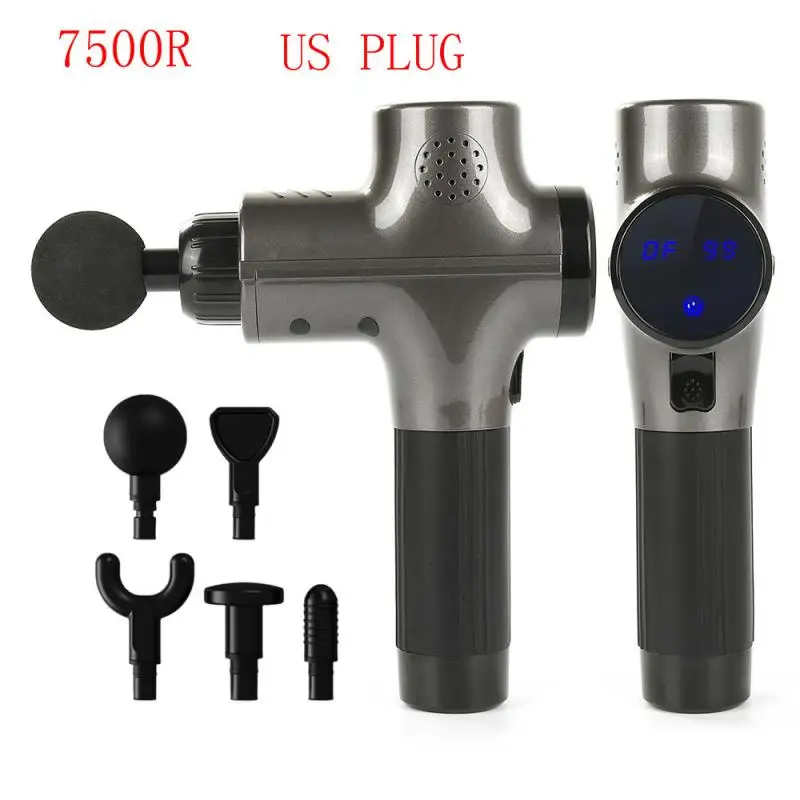 US PLUG 7500R 10000/9000 об/мин Электрический мышечный Массажер терапия фасции массажный пистолет тканевый массажный пистолет облегчение боли в мышцах после тренировки - Цвет: US PLUG 7500R