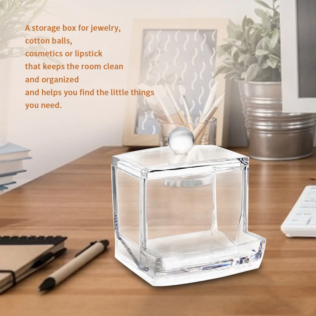 Прозрачный бокс для хранения ватных тампонов квадратный круглый пылезащитный