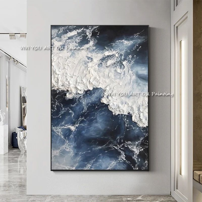 

Палитра с ножом, текстура, акрил на холсте, искусство, ручная роспись, абстрактная морская волна, масляная живопись, настенные Подвески без р...