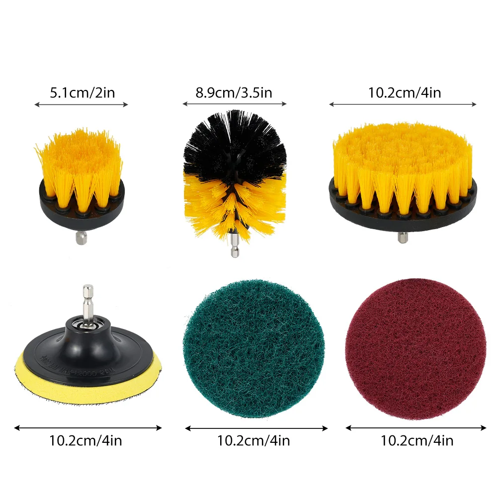 

2/3.5/4 Inch Electric Drill Brush Power Scrubber Yellow Medium Stiffness Bristles Bathroom&Shower Cleaning Non-scratches