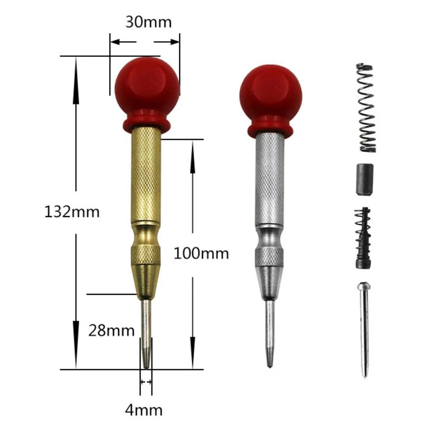 

5inch Manual Center Pin Spring Loading Marker Center Punch Wood Indent Marker Woodworking Tool Drill