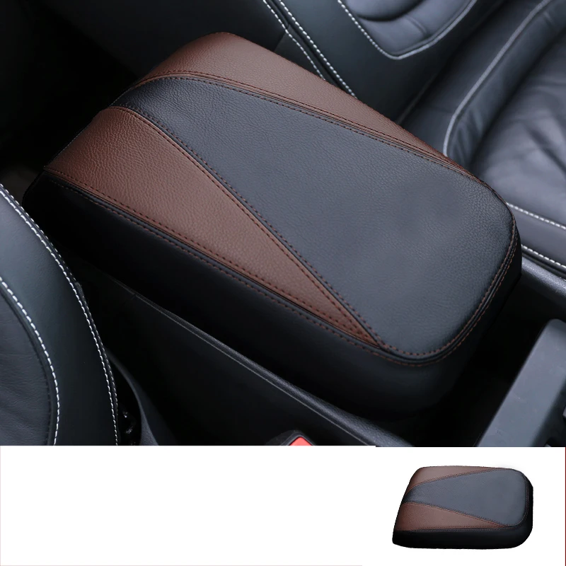 GT black brown Lsrtw2017 волокно кожа автомобиля центральный управление подлокотник Крышка для Skoda Kodiaq Gt интерьер молдинги аксессуары - Название цвета: GT black brown