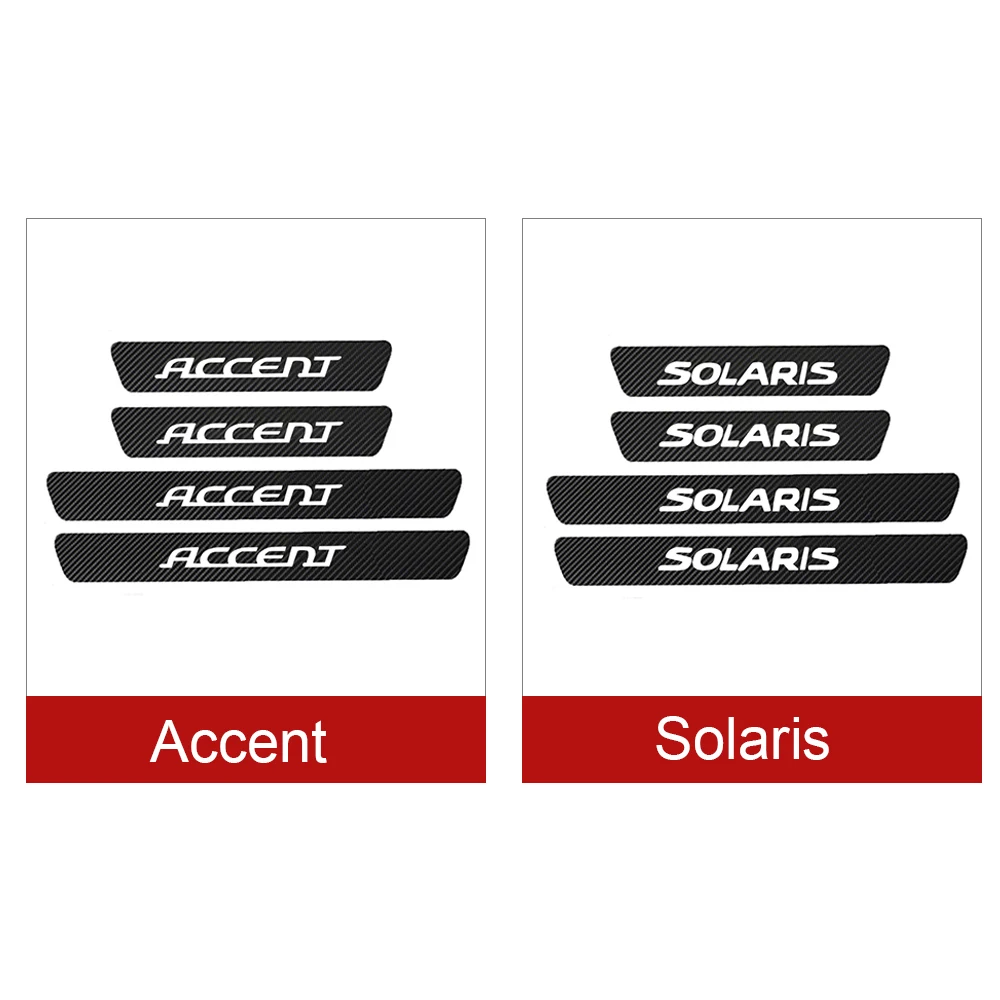 

4pcs For Hyundai Solaris Accent 2010-2019 PU Leather Door Sill Stickers Welcome Pedal Anti Scratch Cover Protector Accessories